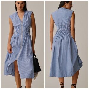 NWT The Tommie Cap-Sleeve Smocked Shirt Dress